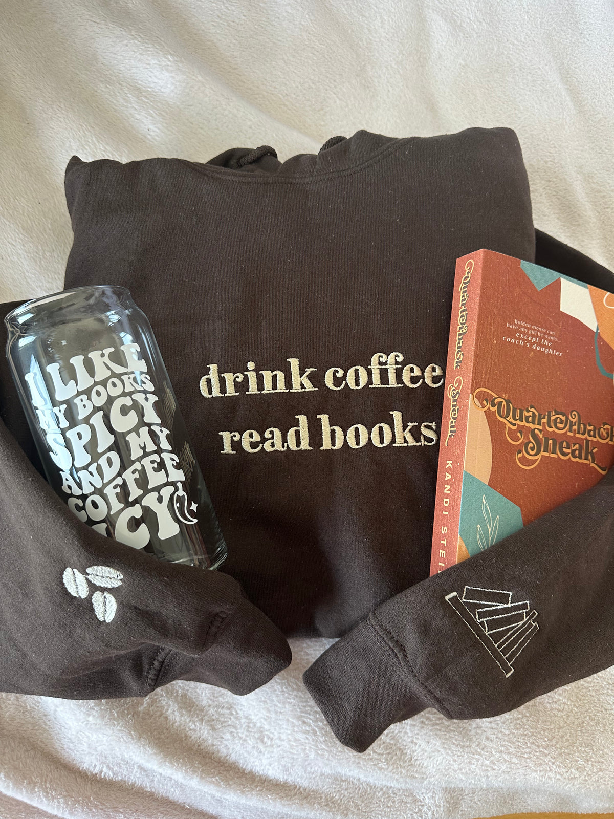 drink coffee. read books. Embroidered Crewneck