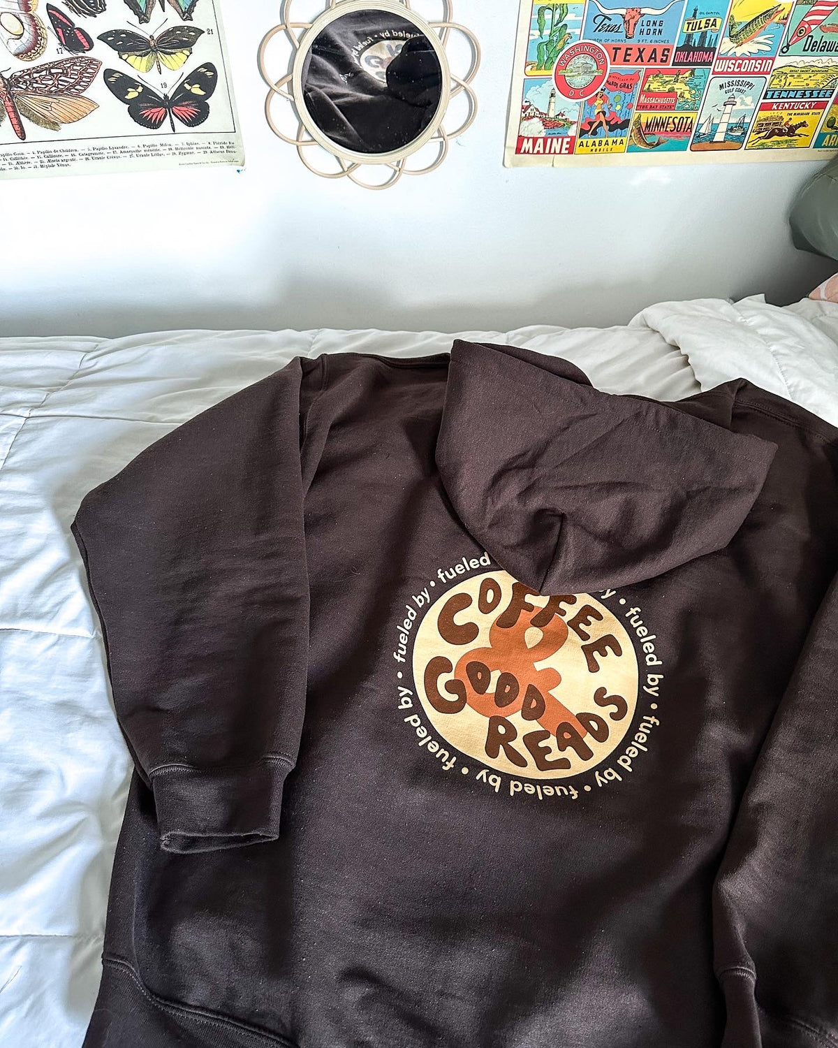 Dark Brown Coffee & Good Reads Hoodie